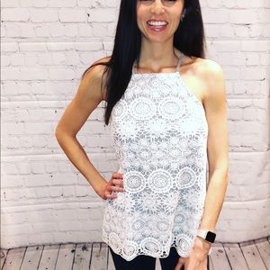 Seersucker Top with Crochet Layover